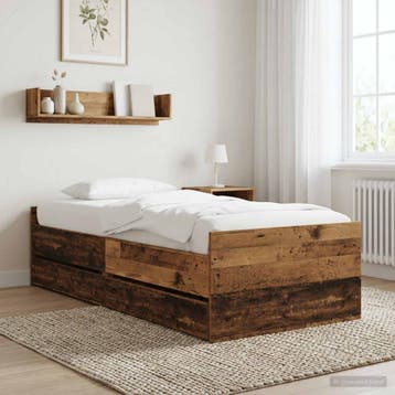 vidaXL Bedframe Oud hout Bewerkt hout, Verzenden, Nieuw, Bruin, Hout