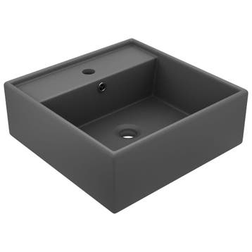 vidaXL Wastafel met overloop vierkant 41x41cm keramiek mat, Verzenden, Nieuw