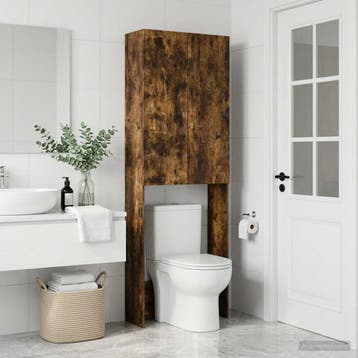 vidaXL Toiletkast DELFT Gerookt eiken 66 x 25,5 x 190 cm, Verzenden, Nieuw