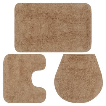 vidaXL Badmattenset stof beige 3-delig, Verzenden, Nieuw, Beige