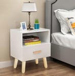 Nachtkastje Wit 1 Lade | Strak | Beste Prijs, Huis en Inrichting, Slaapkamer | Nachtkastjes, Minder dan 45 cm, Nieuw, Ophalen of Verzenden