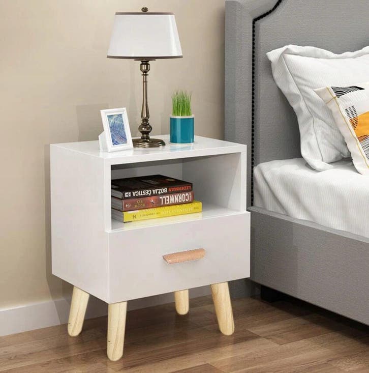Nachtkastje Wit 1 Lade | Strak | Beste Prijs, Huis en Inrichting, Slaapkamer | Nachtkastjes, Nieuw, Hout, Minder dan 55 cm, Minder dan 45 cm