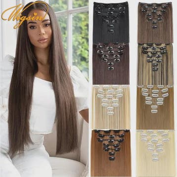 24 Inch Synthetische Haarverlenging met Clips - 7 Delig Set, Verzenden, Nieuw