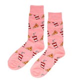 Sokken katoen - pizza fastfood print - roze - maat 38-45, Nieuw