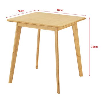 [en.casa] Eettafel Närpes bamboe 70x70x75 cm houtkleurig, Huis en Inrichting, Tafels | Eettafels, Verzenden, Nieuw