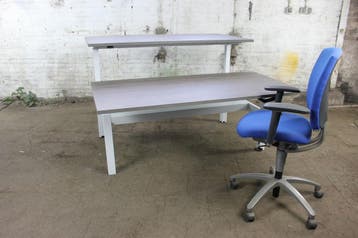 Duo werkplek bureau Logan hout wit frame verstelbaar nieuw, Overige typen, Gebruikt, Verzenden, Overige merken
