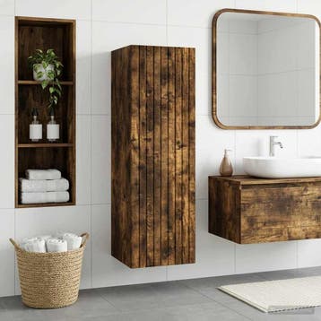vidaXL Wand Gemonteerde Badkamerkast Gerookt eiken 33 x 34,5, Verzenden, Nieuw