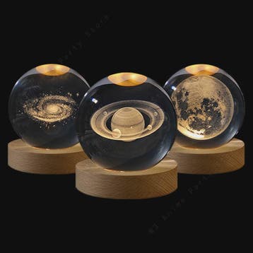 Uniek 3D Kristallen Bol Nachtlampje met LED - Galaxy, Saturn, Verzenden, Nieuw
