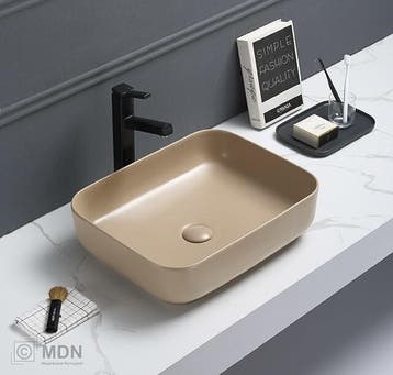 Gekleurde rechte waskom mat zand beige, Verzenden, Nieuw
