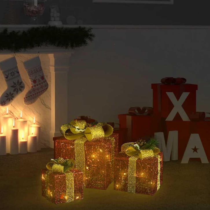 vidaXL Kerstdecoratie geschenkdozen 3 st binnen/buiten rood, Diversen, Kerst, Nieuw, Verzenden
