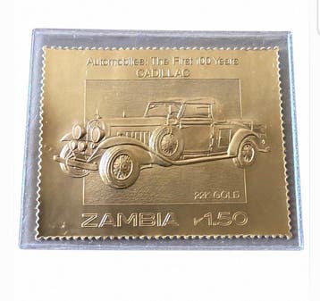 Zambia. Gold medal Cadillac V 16, 1/50 Oz (.917) (Zonder