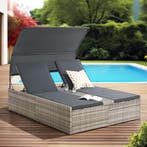 Polyrotan Loungebed / Ligbed Syros - Grijs - 2 personen - In, Tuin en Terras, Ligbedden, Verzenden, Nieuw