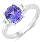 Ring - 14 karaat Witgoud - 1.55ct. tw. Tanzaniet - Diamant -, Nieuw