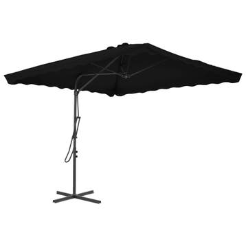 vidaXL Parasol met stalen paal 250x250x230 cm zwart, Verzenden, Nieuw, 2 tot 3 meter