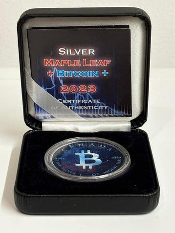 Canada. 5 Dollars 2023 - 1 oz Silver Maple Leaf + BITCOIN -