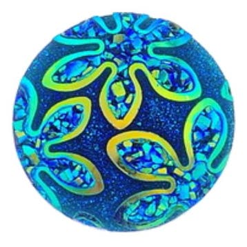 Fako Bijoux - Click Button - Glitter Bloem - Blauw, Verzenden, Nieuw