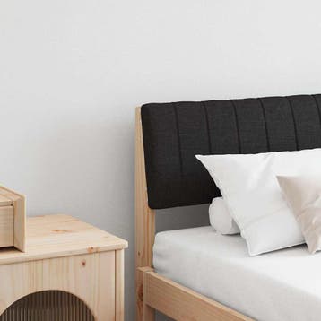 vidaXL Gestoffeerd hoofdbord Zwart 180 cm Massief grenenhout, Verzenden, Nieuw, Bruin, Hout