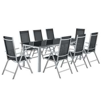 Aluminium tuinset - Milano - 9-delig - Zilver / Grijs, Verzenden, Nieuw