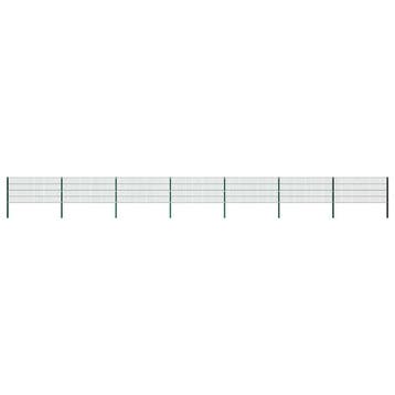 vidaXL Schuttingpaneel met palen ijzer 1212x80 cm groen, Verzenden, Nieuw, IJzer, Minder dan 1 meter