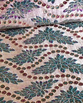 Jacquard Brokaat Goud/Groen, Hobby en Vrije tijd, Stoffen en Lappen, Nieuw, Groen