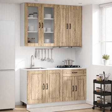 vidaXL Keukenblok KALMAR 4 pcs Sonoma Eiken Bewerkt hout, Verzenden, Nieuw, Bruin