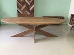 Teak eettafel ovaal met kruispoot, alle maten op voorraad, Huis en Inrichting, Teakhout, Vijf personen of meer, Ovaal, Nieuw