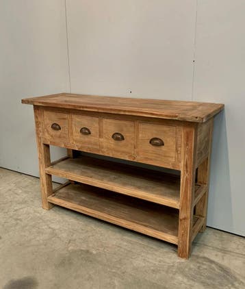 Klassieke dingklik sidetable met 2 legplanken -  120 cm, Huis en Inrichting, Ophalen of Verzenden, Nieuw