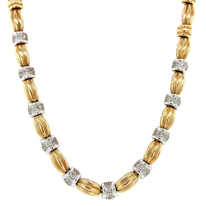 Gouden choker met diamant 14 karaat, Sieraden, Tassen en Uiterlijk, Kettingen, Goud, Zo goed als nieuw, Verzenden