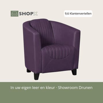 Leren fauteuil Press Special - Toledo Aubergine (paars) -, Huis en Inrichting, Nieuw, Ophalen of Verzenden, Eigentijds, Klassiek, Retro, Romantisch, Vintage