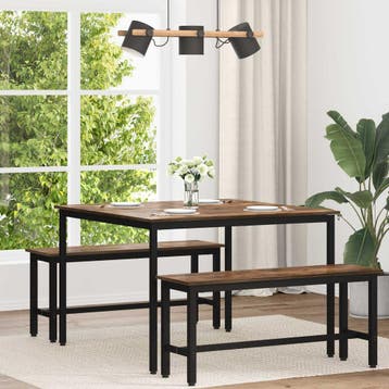 vidaXL Eettafels 110 x 110 x 75 cm Bewerkt hout Gerookt, Verzenden, Nieuw