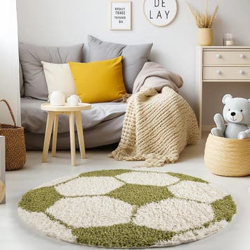 Rond Kindervloerkleed | Fun | Groen | 120x120 cm, Verzenden, Nieuw
