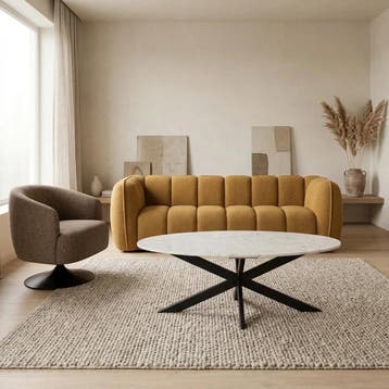 Salontafel Faye White marble | 130 cm | Ovaal | Starfurn, Ophalen of Verzenden, Nieuw