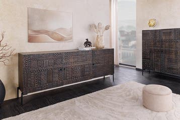 Massief dressoir TRIBAL 180cm antiek bruin mangohout 3D, Huis en Inrichting, Kasten | Dressoirs, Ophalen of Verzenden, Nieuw