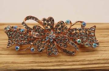 Haarclip bloem met witte glitter steentjes, Verzenden, Nieuw, Haarspeld
