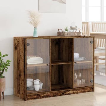 vidaXL Dressoir 102x37x75,5 cm bewerkt hout oud houtkleurig, Minder dan 50 cm, Verzenden, Nieuw, Minder dan 25 cm