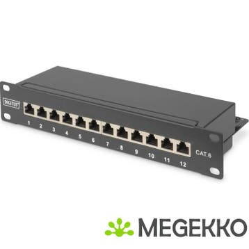 Digitus CAT 6, Cl. E patchpaneel 1U zwart 12x RJ-45, Verzenden, Nieuw
