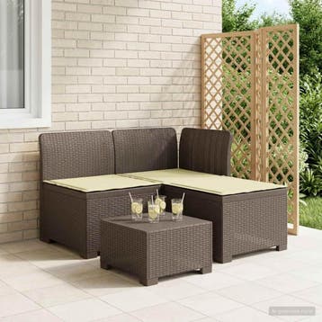 vidaXL 3-zits tuinbank met kussens in rattanlook 3-zits PP, Verzenden, Nieuw