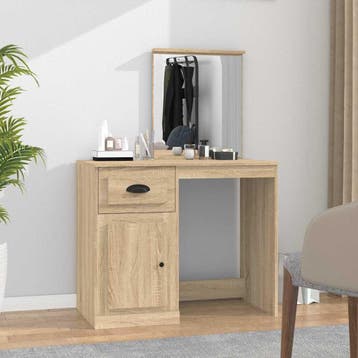 vidaXL Kaptafel met spiegel 90x50x132,5 cm bewerkt hout, Verzenden, Nieuw