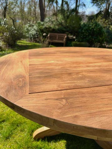 Ronde tuintafel met klassieke poot -  120 cm, Ophalen of Verzenden, Nieuw, Rond, Teakhout