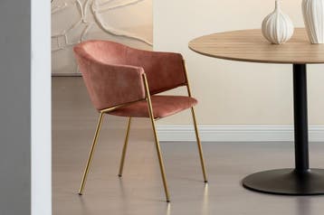 Design Stoel NOBLESSE rosé fluweel goud verchroomd metalen, Ophalen of Verzenden, Nieuw