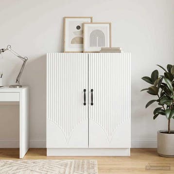 vidaXL Dressoir Hoogglans Wit 66 x 34,5 x 87 cm Bewerkt hout, Verzenden, Nieuw, Overige houtsoorten, Minder dan 50 cm
