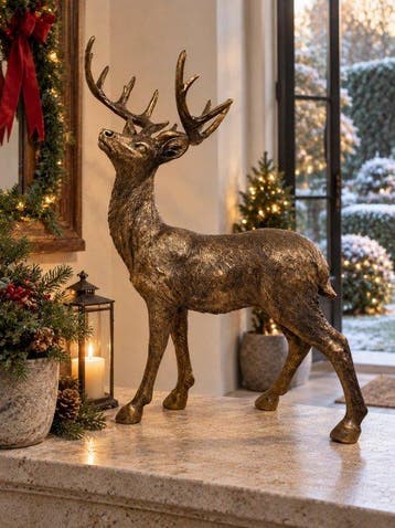 Beeld, hert staande 55 cm - 55 cm - polyresin