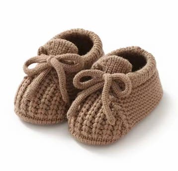Gebreide baby slofjes bruin en beige, Slofjes, Nieuw, Sweet-One, Verzenden