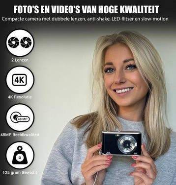 2dekans | K&L Digitale Camera 4K - Fototoestel - Fotocamera, Ophalen of Verzenden, Zo goed als nieuw