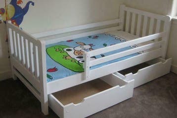 Peuterbed TIM 70 x 150 incl. lades + veiligheidsrekje (TIP), Nieuw, 70 tot 85 cm, Lattenbodem, 140 tot 160 cm
