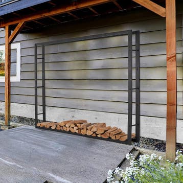 Houtopslag | Brandhoutrek | Houtrek | 148x25x148cm | Staal, Tuin en Terras, Haardhout, Verzenden