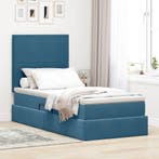 vidaXL Opbergbed met LED met matras Donkerblauw 100 x 200 cm, Verzenden, Nieuw, Blauw, Stof