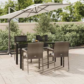 vidaXL 5-delige Tuinset met kussens poly rattan zwart en, Verzenden, Nieuw, 4 zitplaatsen, Tuinset