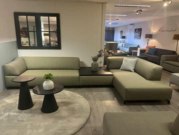 Leolux Faya Lobi ploegstof Rye Olijfgroen, Leolux Artifort Design on Stock Rolf Benz, Hoekbank, 300 cm of meer, Zo goed als nieuw