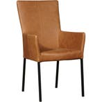 Leren eetkamerstoel Daily met armleuning - Vintage Cognac, Bruin, Nieuw, Leer, Ophalen of Verzenden